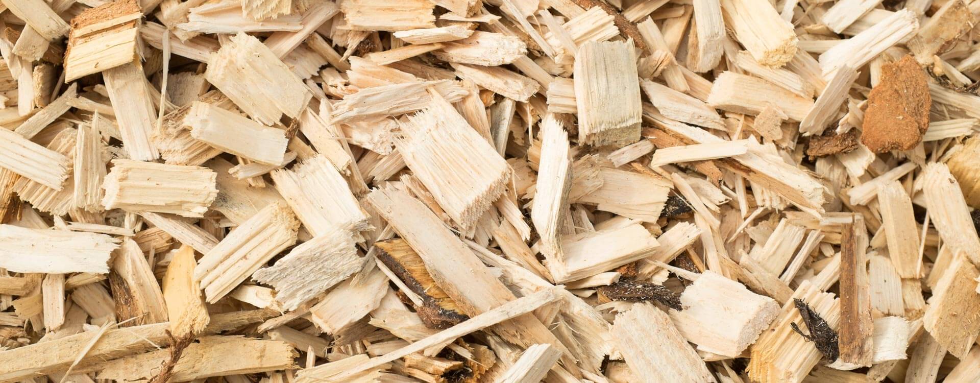 Nahaufnahme von Holzhackschnitzeln