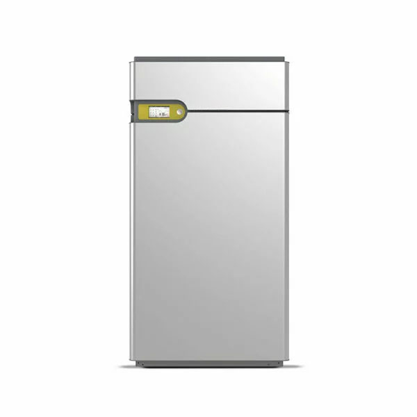 Erdwärmepumpe mit silberner Metallverkleidung und 20 - 56 kW