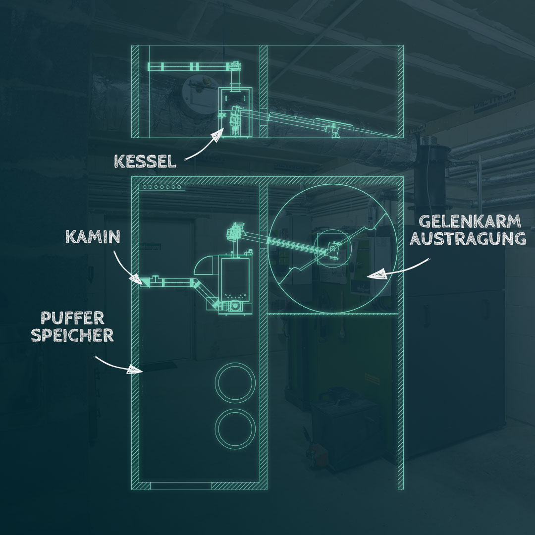 zeichnung-planung Technische Planung einer Hackschnitzelheizung
